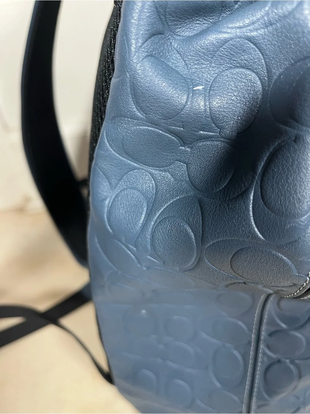 Coach Men/Womens Embossed Signature Leather Backpack in Blue